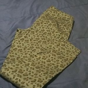 Black leopard print pants